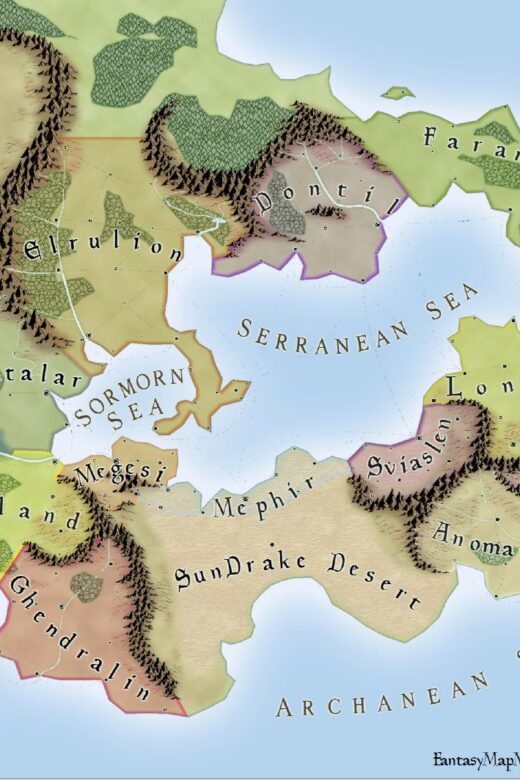 Fantasy World Map, Par Lindstrom Style, made with CC3