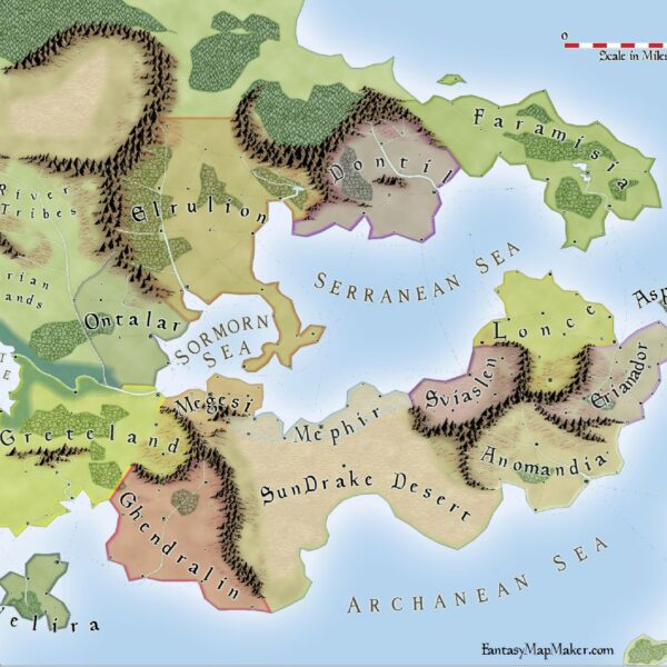 Fantasy World Map, Par Lindstrom Style, made with CC3
