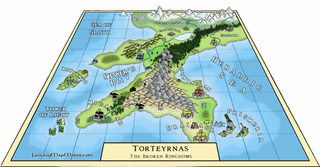 Fantasy World Map in perspective