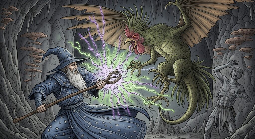 weird wizard vs cockatrice